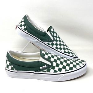 VANS Classic Slip On Check Green White Men Canvas Skate Sneaker Size VN0A5JMHYQW